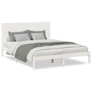 vidaXL Massivholzbett Extra Lang ohne Matratze Wei&szlig; 140x210 cm