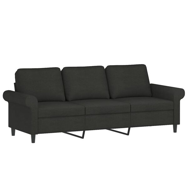 vidaXL 3-Sitzer-Sofa mit Hocker Schwarz 180 cm Stoff