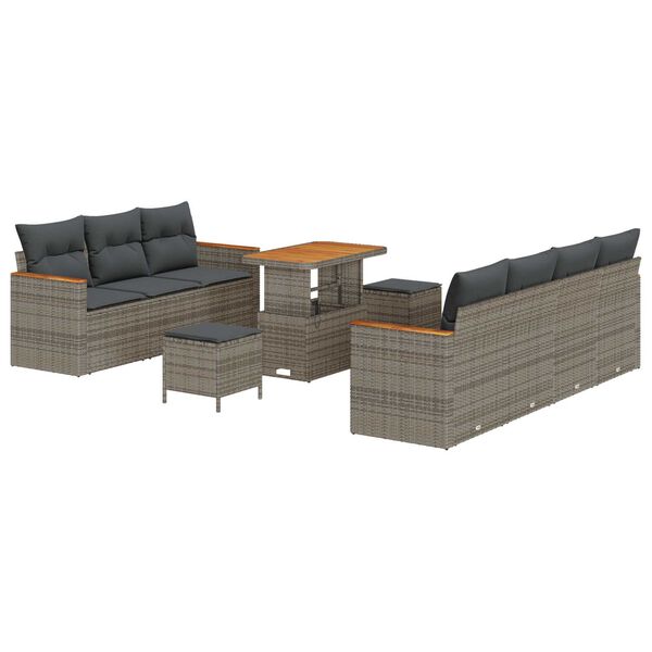 vidaXL Gartensofa-set mit Kissen 14 pcs Grau Poly-Rattan