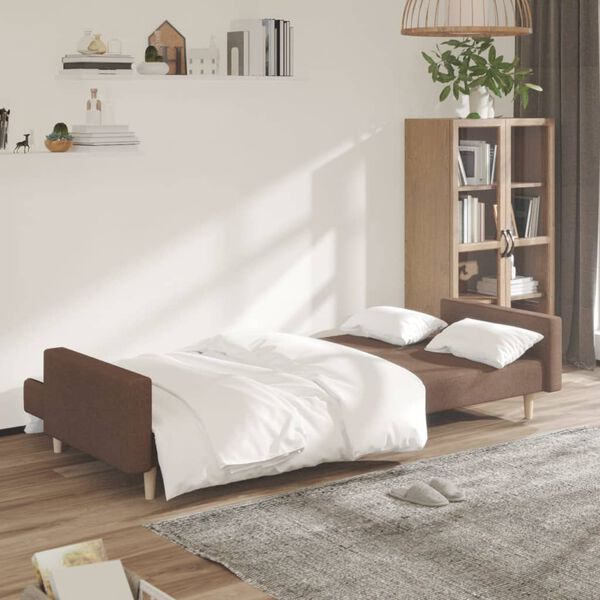 vidaXL Schlafsofa 2-Sitzer Braun Stoff