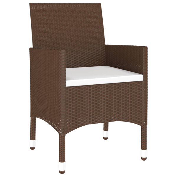 vidaXL 3-tlg. Bistro-Set Poly-Rattan und Hartglas Braun