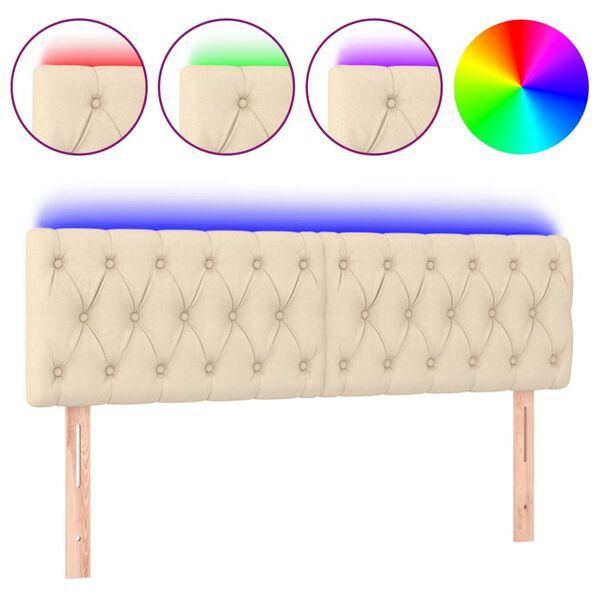 vidaXL LED Kopfteil Creme 160x7x78/88 cm Stoff