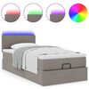 vidaXL Ottoman-Bett mit Matratze & LEDs Taupe 100x200 cm Stoff