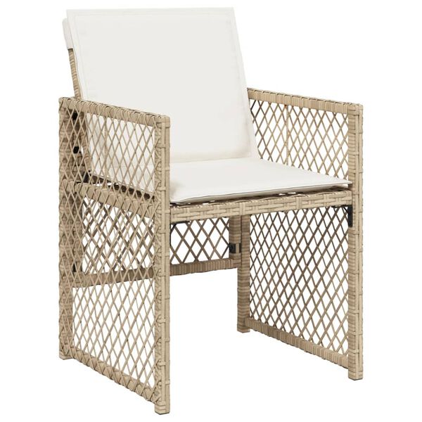 vidaXL 15-tlg. Garten-Essgruppe mit Kissen Beige Poly Rattan