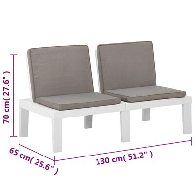 vidaXL 4-tlg. Garten-Lounge-Set mit Auflagen Kunststoff Weiß