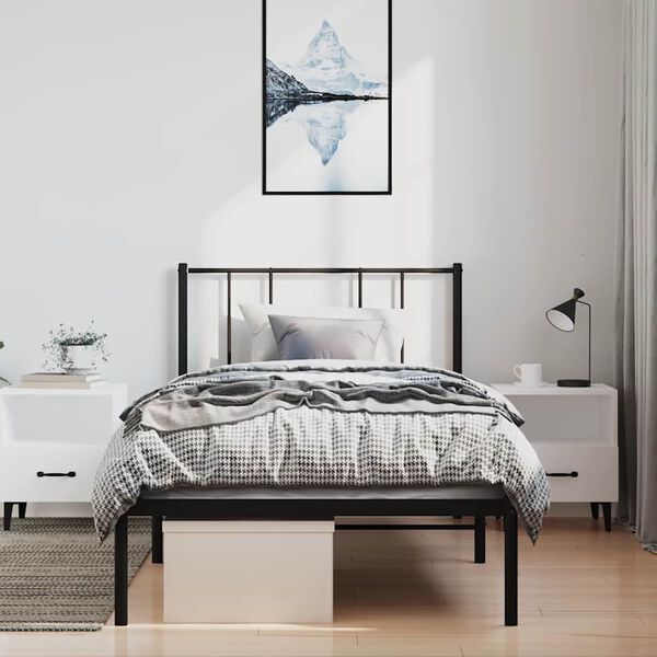 vidaXL Bettgestell mit Kopfteil Metall Schwarz 100x190 cm