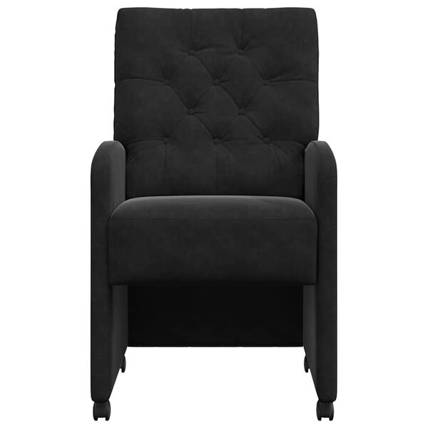vidaXL Esszimmerst&uuml;hle mit Rollen 2 pcs Schwarz 58 x 67 x 97 cm Samt