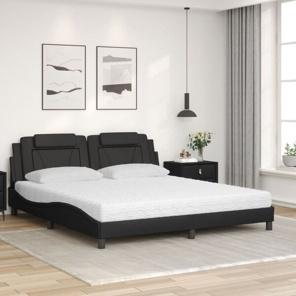 vidaXL Bett "Viana" mit Matratze Schwarz 180x200 cm Kunstleder