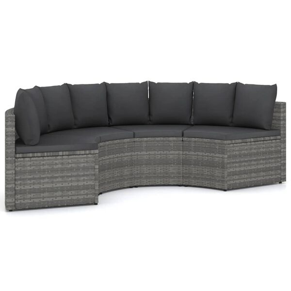 vidaXL 4-tlg. Garten-Sofagarnitur mit Auflagen Poly Rattan Grau