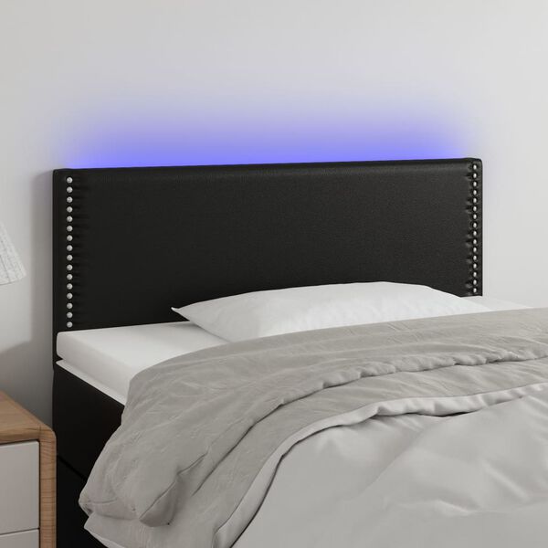 vidaXL LED Kopfteil Schwarz 90x5x78/88 cm Kunstleder