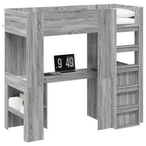 vidaXL Etagenbettgestell mit Schreibtisch Graues Sonoma 75 x 190 cm
