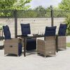 vidaXL Tisch- und Stuhlset mit Kissen 5 pcs Grau PE-Rattan