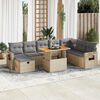 vidaXL 9-tlg. Garten-Sofagarnitur mit Kissen Beige Poly Rattan Akazie