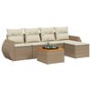 vidaXL 6-tlg. Garten-Sofagarnitur mit Kissen Beige Poly Rattan