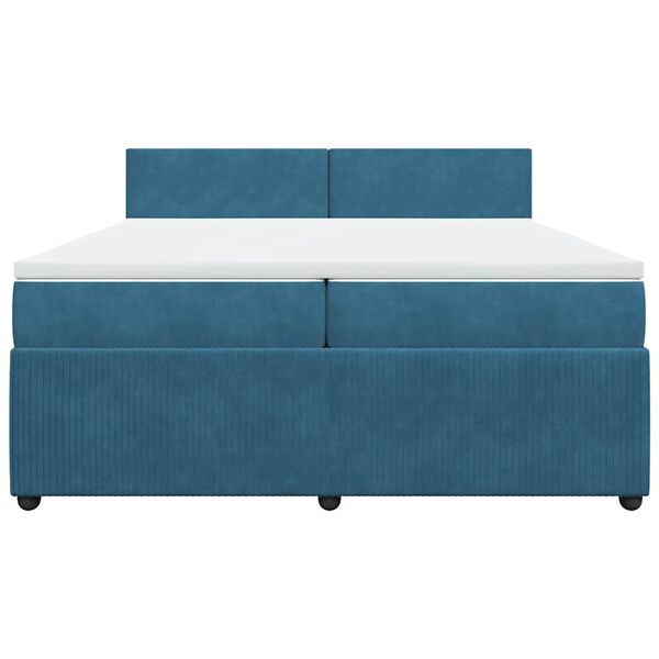 vidaXL Boxspringbett mit Matratze Blau 200x200 cm Samt
