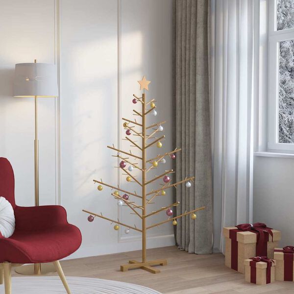 vidaXL Holz Weihnachtsbaum mit St&auml;nder Braun 150 cm Massivholz Kiefer