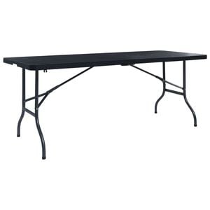 vidaXL Gartentisch Klappbar Schwarz 180&times;75&times;72 cm HDPE Rattan-Optik