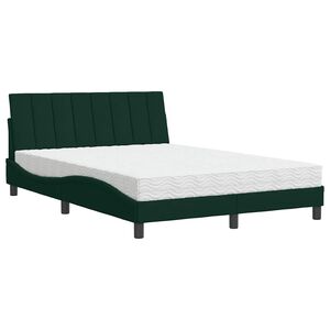 vidaXL Bett mit Matratze "Hanko" Dunkelgr&uuml;n 140x200 cm Samt