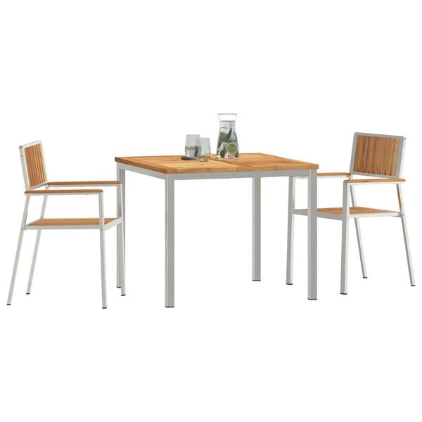vidaXL Outdoortisch-Set 3 pcs Braun Massivholz Teak