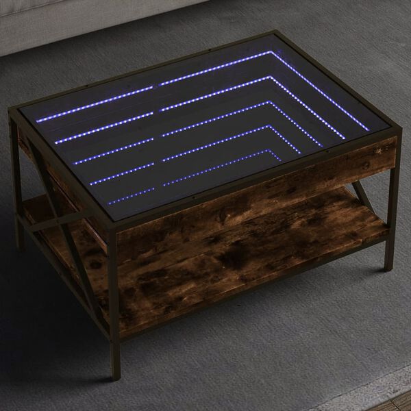 vidaXL Couchtisch mit Infinity-LED R&auml;uchereiche 70x50x38 cm