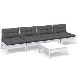 vidaXL 5-tlg. Garten-Lounge-Set mit Anthrazit Kissen Kiefernholz