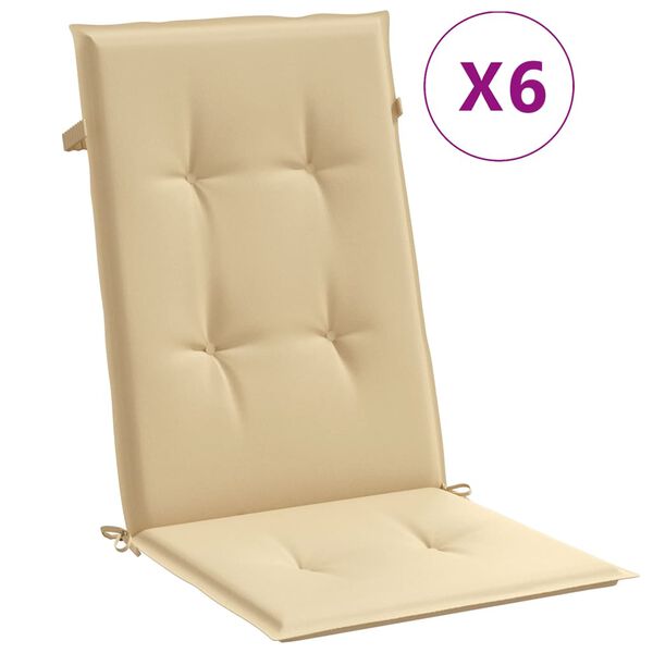 vidaXL Hochlehner-Auflagen 6 Stk. Melange Beige 120x50x4 cm Stoff