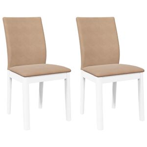 vidaXL Esszimmerst&uuml;hle mit Kissen 2 Stk. Wei&szlig; Massivholz Gummibaum