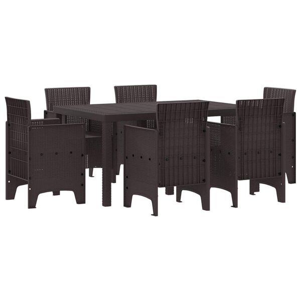 vidaXL Garten Essgruppe 7 pcs Braun Polt Rattan