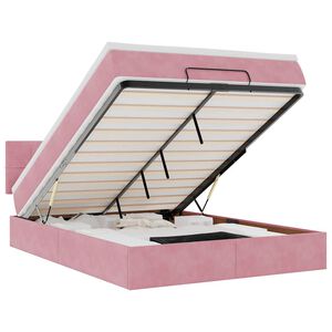 vidaXL Ottoman-Bett mit Matratze & LEDs Rosa 140x200 cm Samt