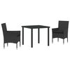 vidaXL Garten Essgruppe mit Kissen 3 pcs Schwarz Poly-Rattan