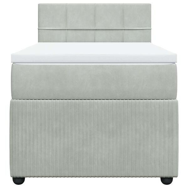 vidaXL Boxspringbett mit Matratze Hellgrau 80x200 cm Samt