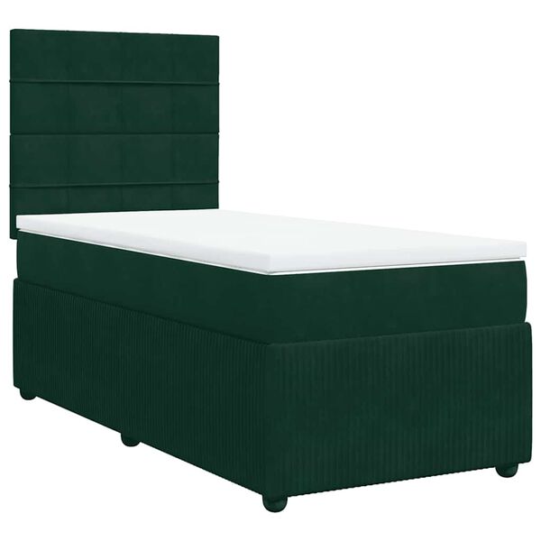 vidaXL Boxspringbett mit Matratze Dunkelgr&uuml;n 80x200 cm Samt