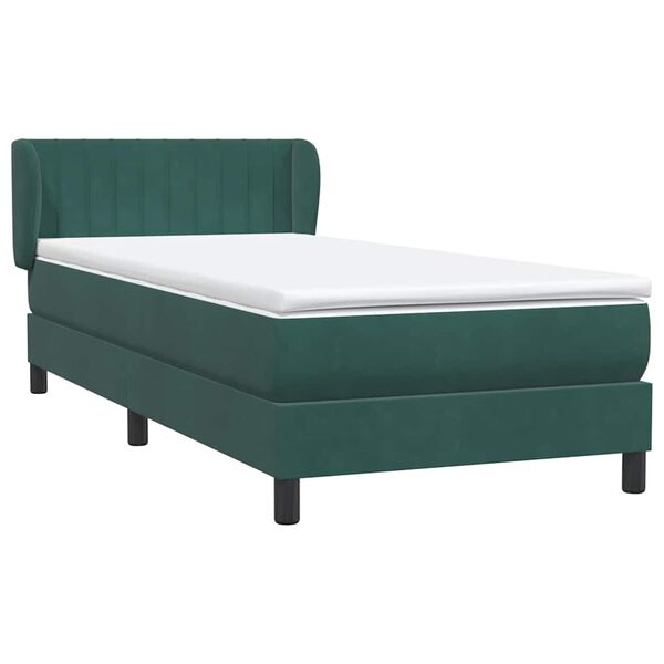 vidaXL Boxspringbett mit Matratze Dunkelgr&uuml;n 90x220 cm Samt