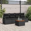 vidaXL Gartensofa-set mit Kissen 5 pcs Schwarz Poly-Rattan