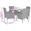 vidaXL 5-tlg. Garten-Essgruppe mit Kissen Beige Poly Rattan und Glas