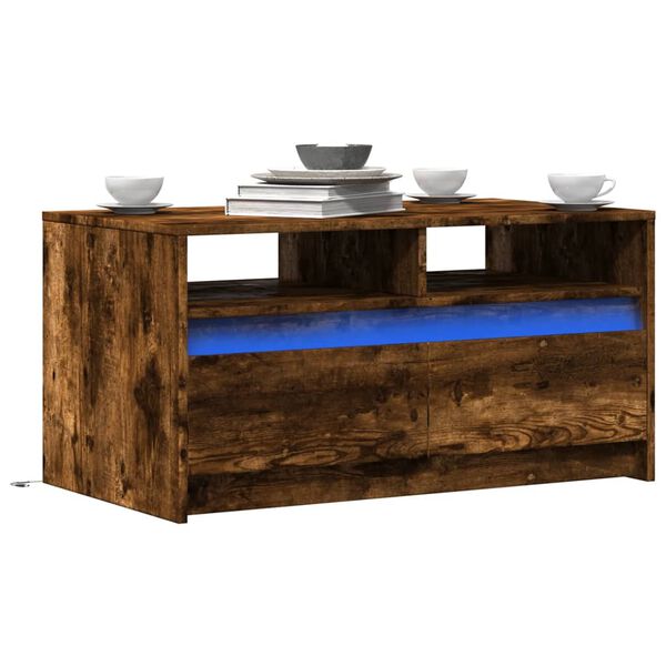 vidaXL LED-Couchtisch R&auml;uchereiche Holzwerkstoff