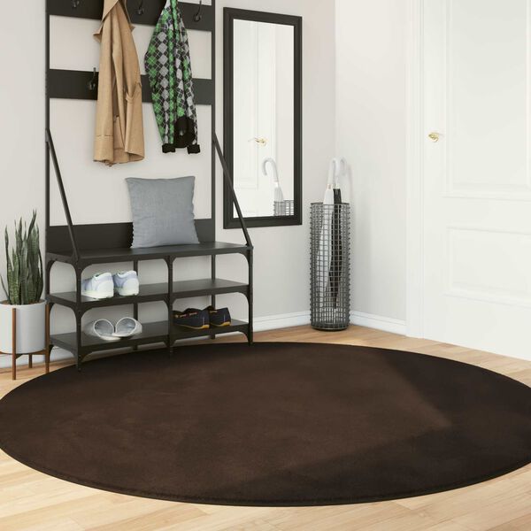 vidaXL Bereichsteppiche Rund HUARTE Braun &Oslash; 200 CM Polyester