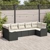 vidaXL Garten-Sofa-Set mit Kissen 7 pcs Schwarz und Wei&szlig; Poly Rattan