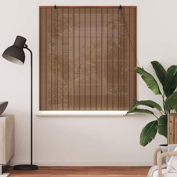 vidaXL Rollo mit Vorh&auml;ngen Braun 150 x 160 cm Bambus