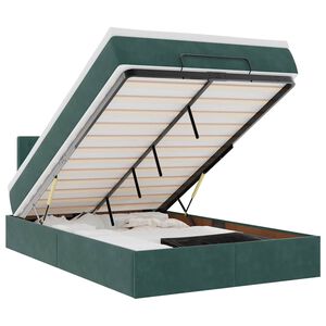 vidaXL Ottomane Bett mit Matratze & LEDs Dunkelgr&uuml;n 120x190 cm Samt