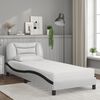 vidaXL Bett mit Matratze "Hvar" Wei&szlig; und Schwarz 90x190 cm Kunstleder