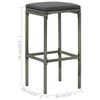 vidaXL 5-tlg. Gartenbar-Set mit Kissen Poly Rattan Grau