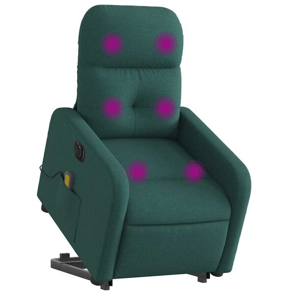vidaXL Elektrischer Massagesessel mit Aufstehhilfe Dunkelgr&uuml;n Stoff