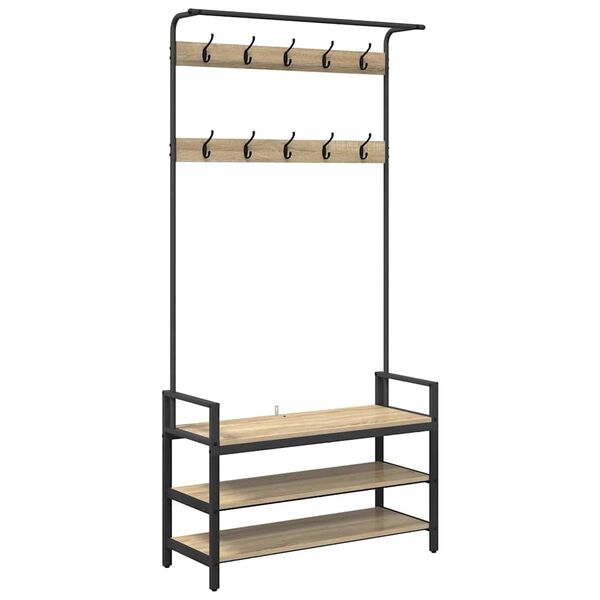 vidaXL Garderobenst&auml;nder Sonoma-Eiche 95 x 34 x 184 cm Holzwerkstoff