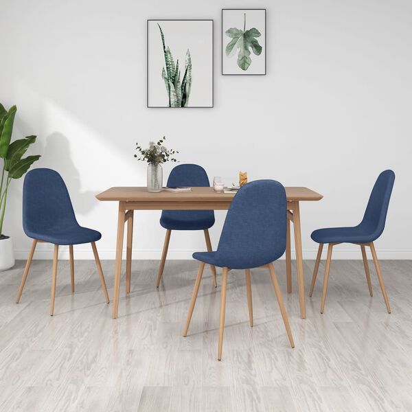 vidaXL Esszimmerst&uuml;hle 4 Stk. Blau Stoff
