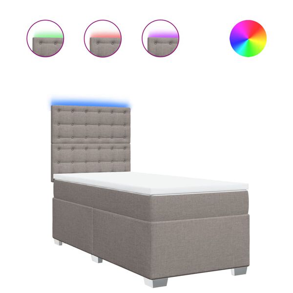 vidaXL Boxspringbett mit Matratze Taupe 90x190 cm Stoff