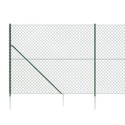 vidaXL Maschendrahtzaun mit Bodenhülsen Grün 0,8x25 m