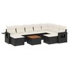 vidaXL 10-tlg. Garten-Sofagarnitur mit Kissen Schwarz Poly Rattan