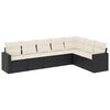 vidaXL 7-tlg. Garten-Sofagarnitur mit Kissen Schwarz Poly Rattan