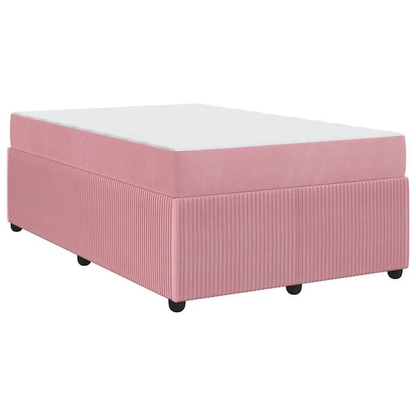 vidaXL Bettgestell mit Matratze mit Matratze Rosa 120 x 190 cm Samt